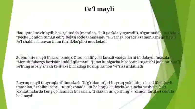 Fe'l morfologiyasi 3