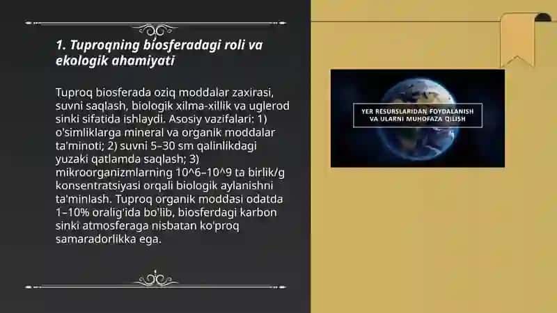 Tuproqning biosfera va inson hayotidagi ahamiyati 3