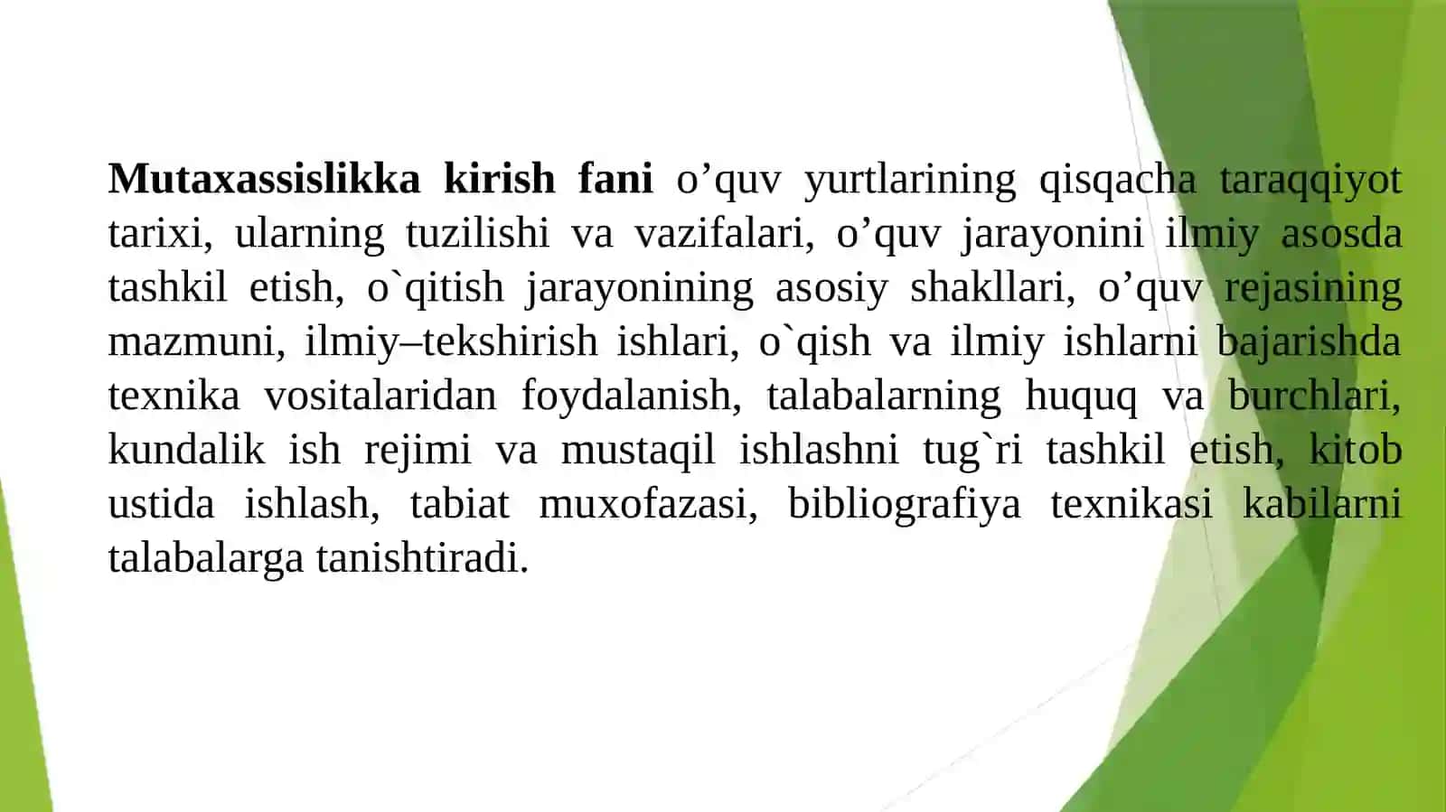 MUTAXASSISLIKKAKIRISH FANSIFATIDA 3