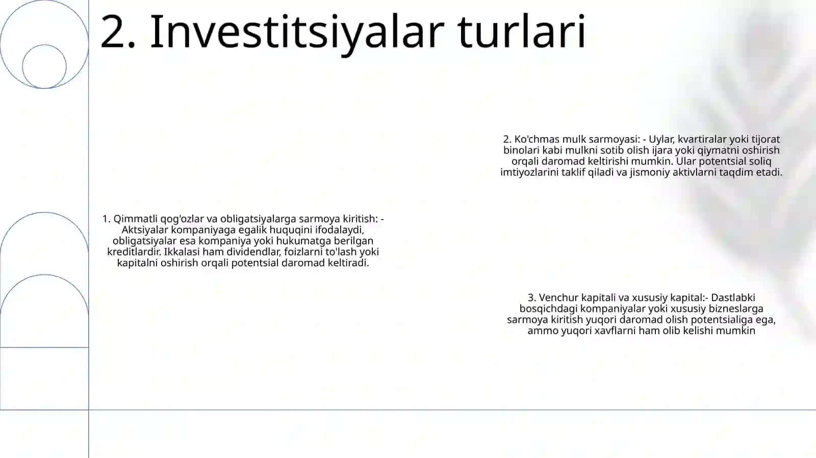 Investitsiya Turlari Va Shakillari 3