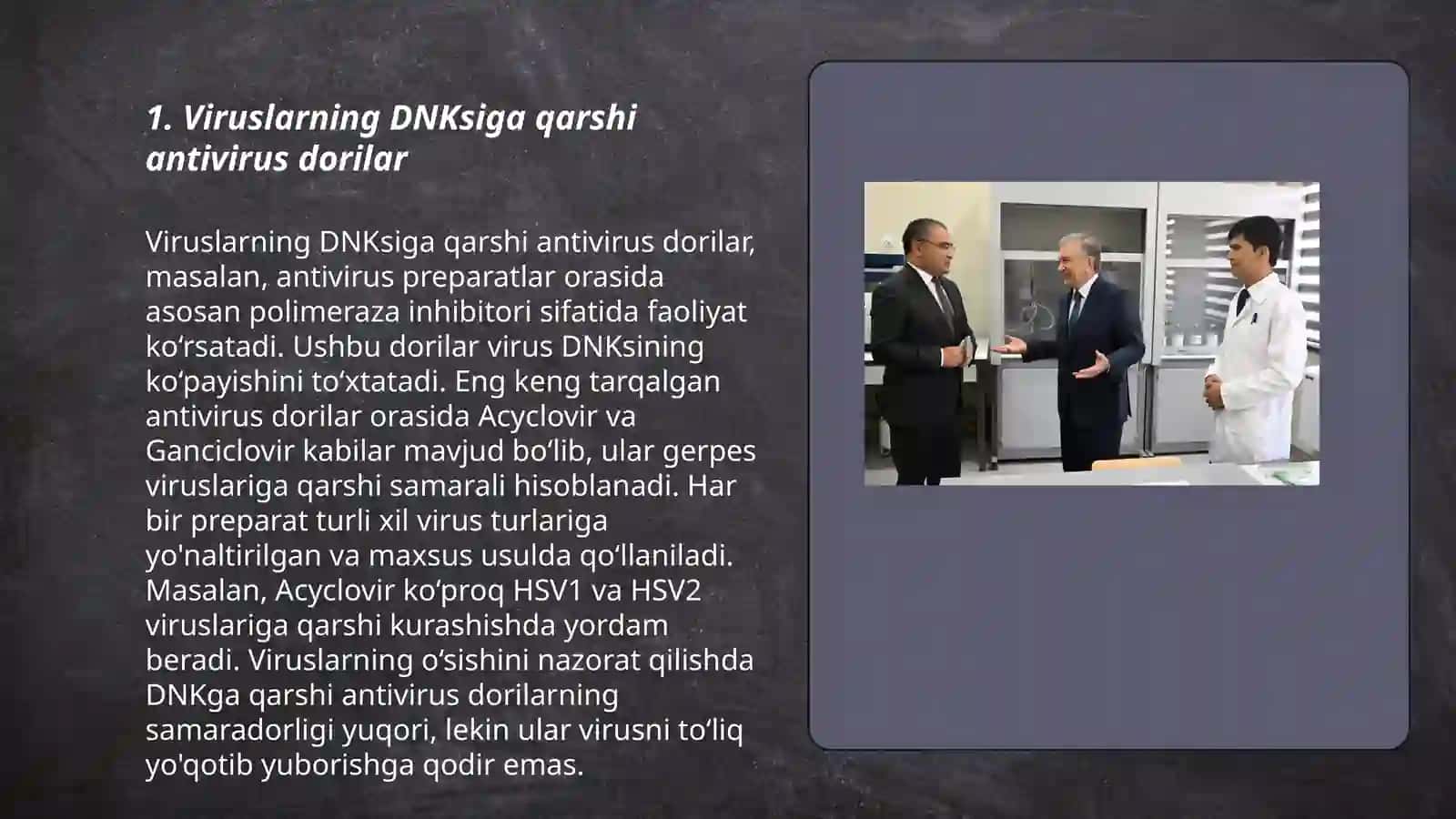 Viruslar va òsmalarga qarshi dori vositalarining ta'sir mexanizmlari(DNK,RNK,fermentlariga nisbatan) 3