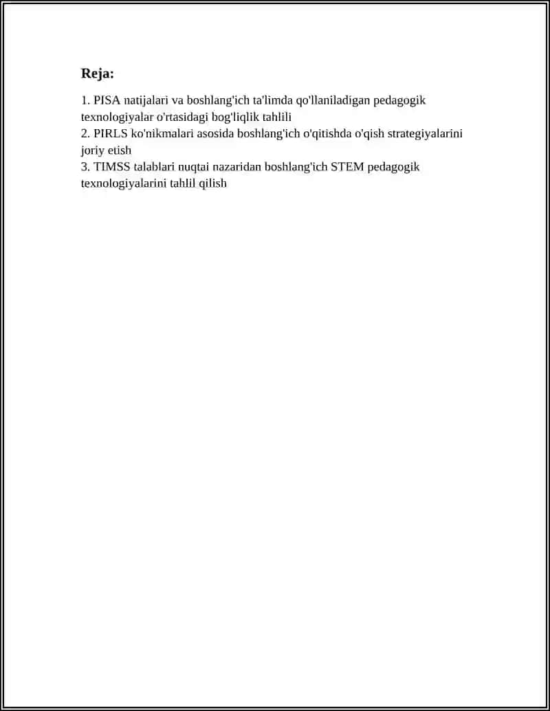XALQARO BAHOLASH DASTURLARI(PISA, PIRLS, TIMSS) 3