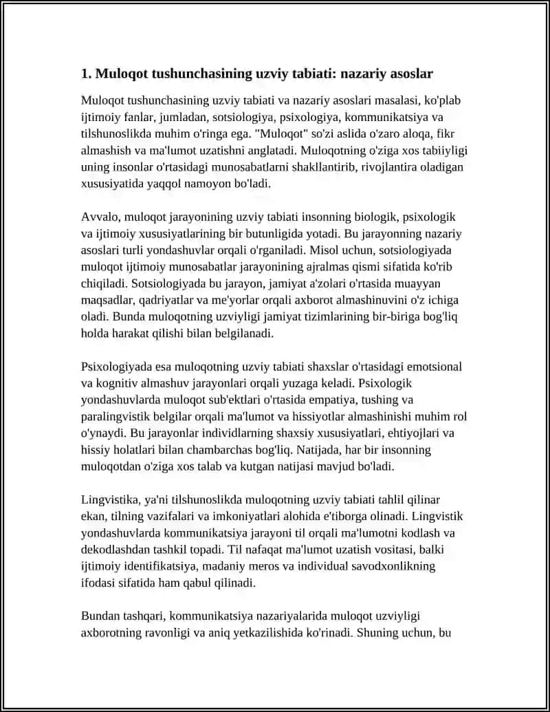 MULOQOT TUSHUNCHASINING UZVIYLIGI VA O'ZIGA XOSLIGI 3