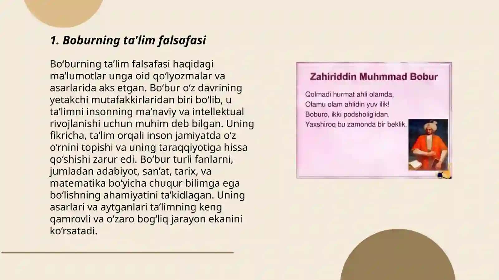 Boburning ta'lim falsafasi 3