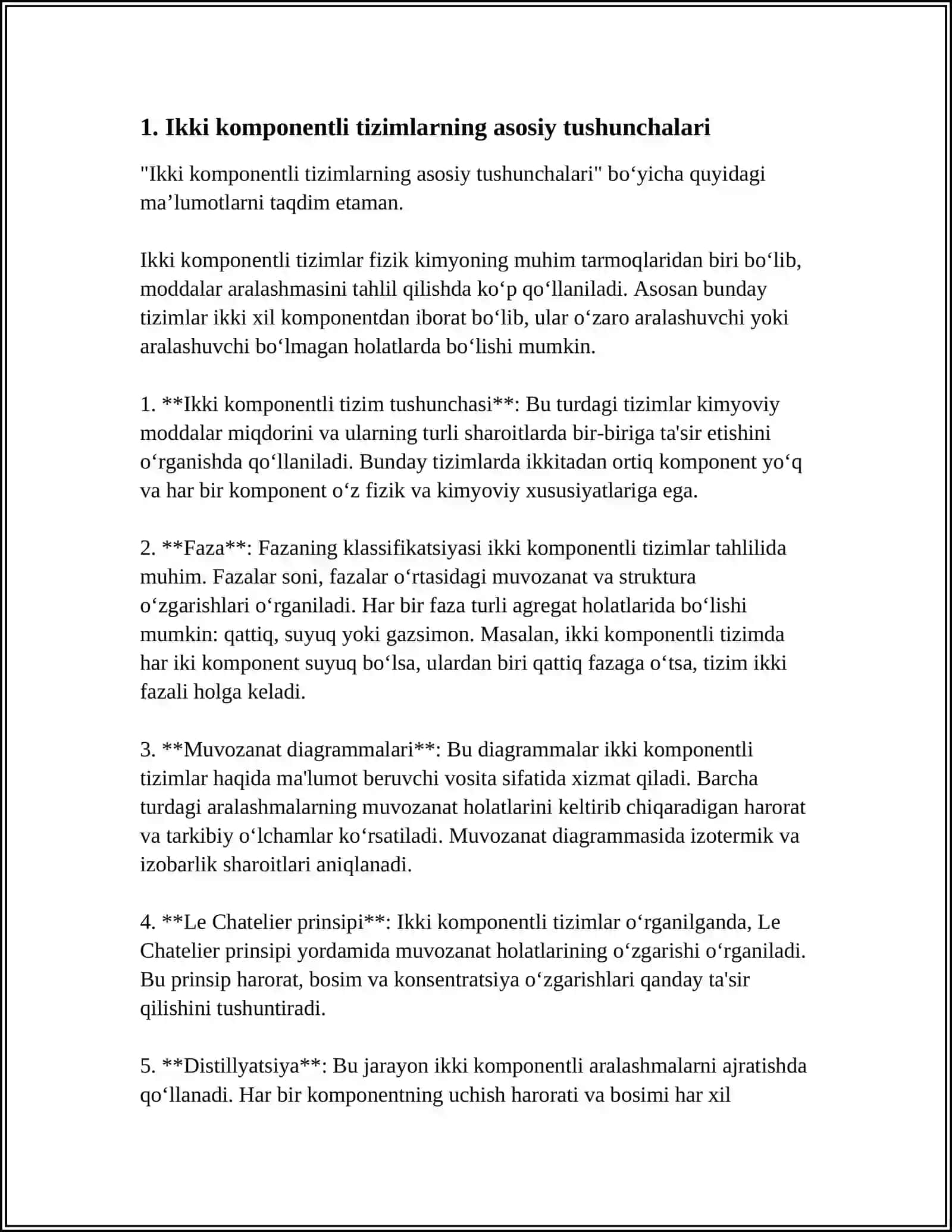 2 KAMPONENTLI SESTEMALAR VA ULARNING OLINISHI XOSSALARI 3