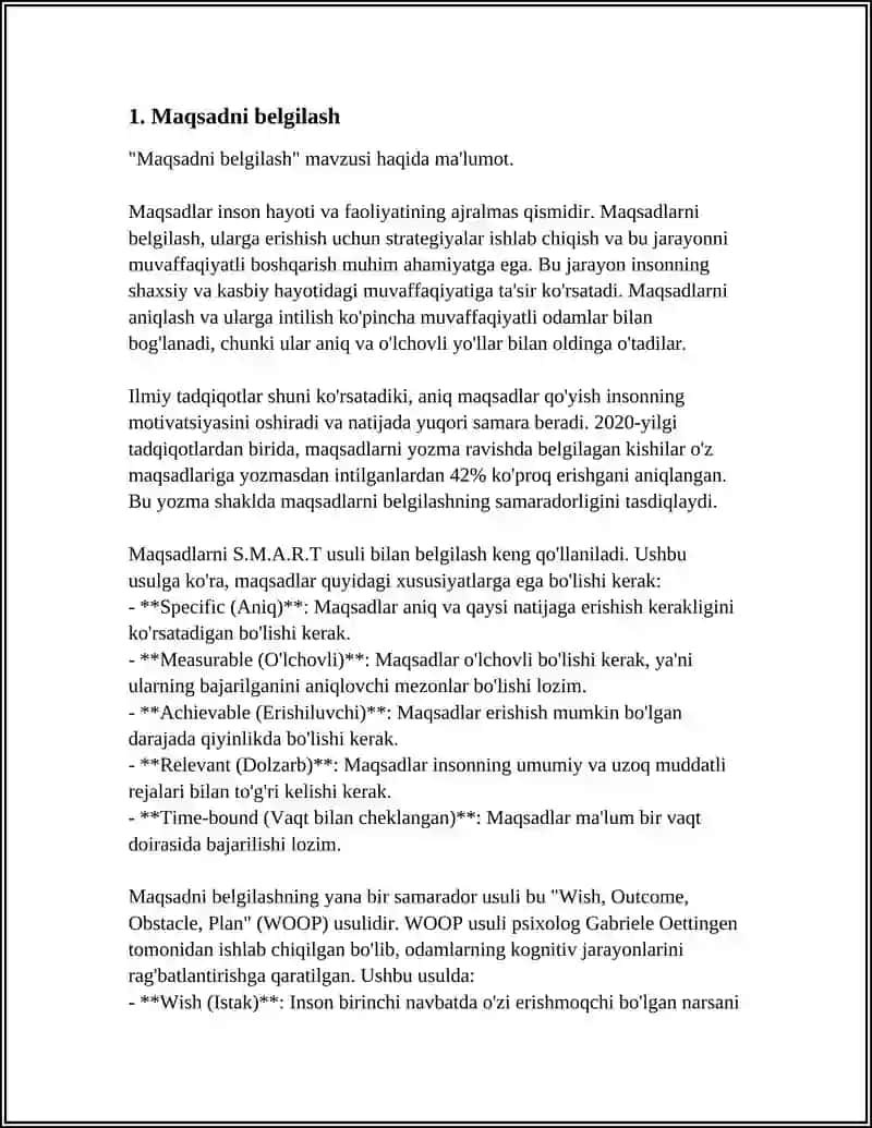 Maqsadlarni belgilash 3