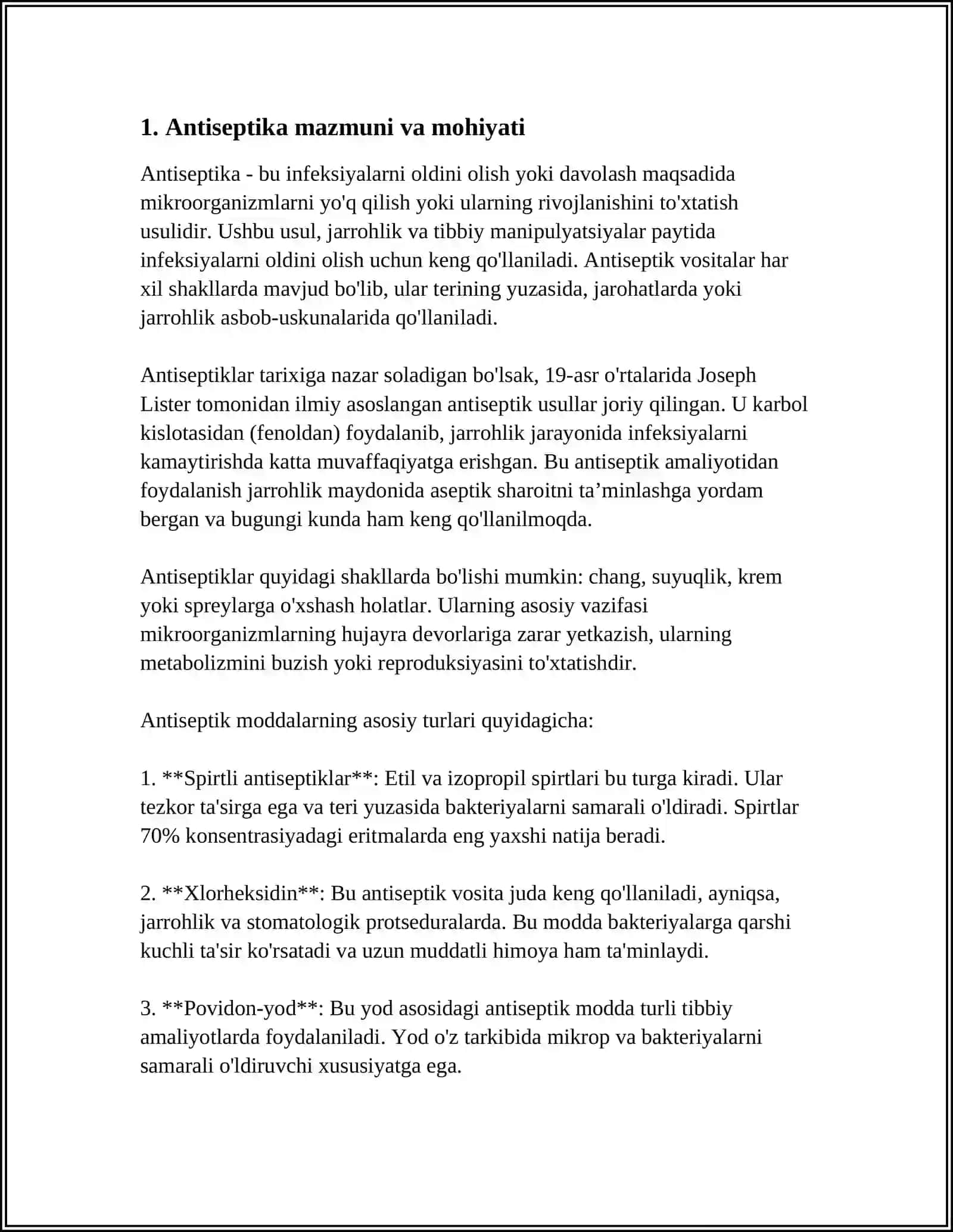 ANTISEPTIKA VA ASEPTIKA ASOSLARINI O'RGANISH 3