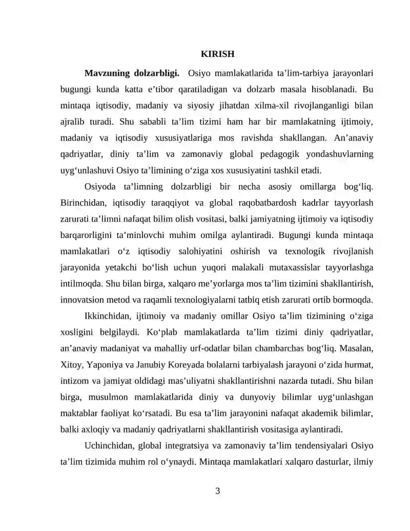 KOMPARATIVISTIK PEDAGOGIKA fanidan KURS ISHI 3
