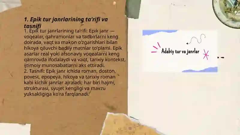 Epik tur janrlari. Hikoya janri 3