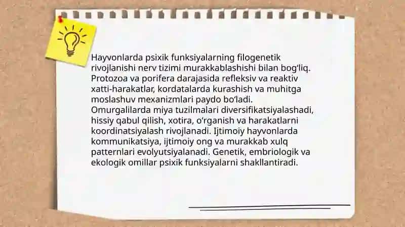 Hayvonot olamida psixik funksiyalar evolyutsiyasi 3