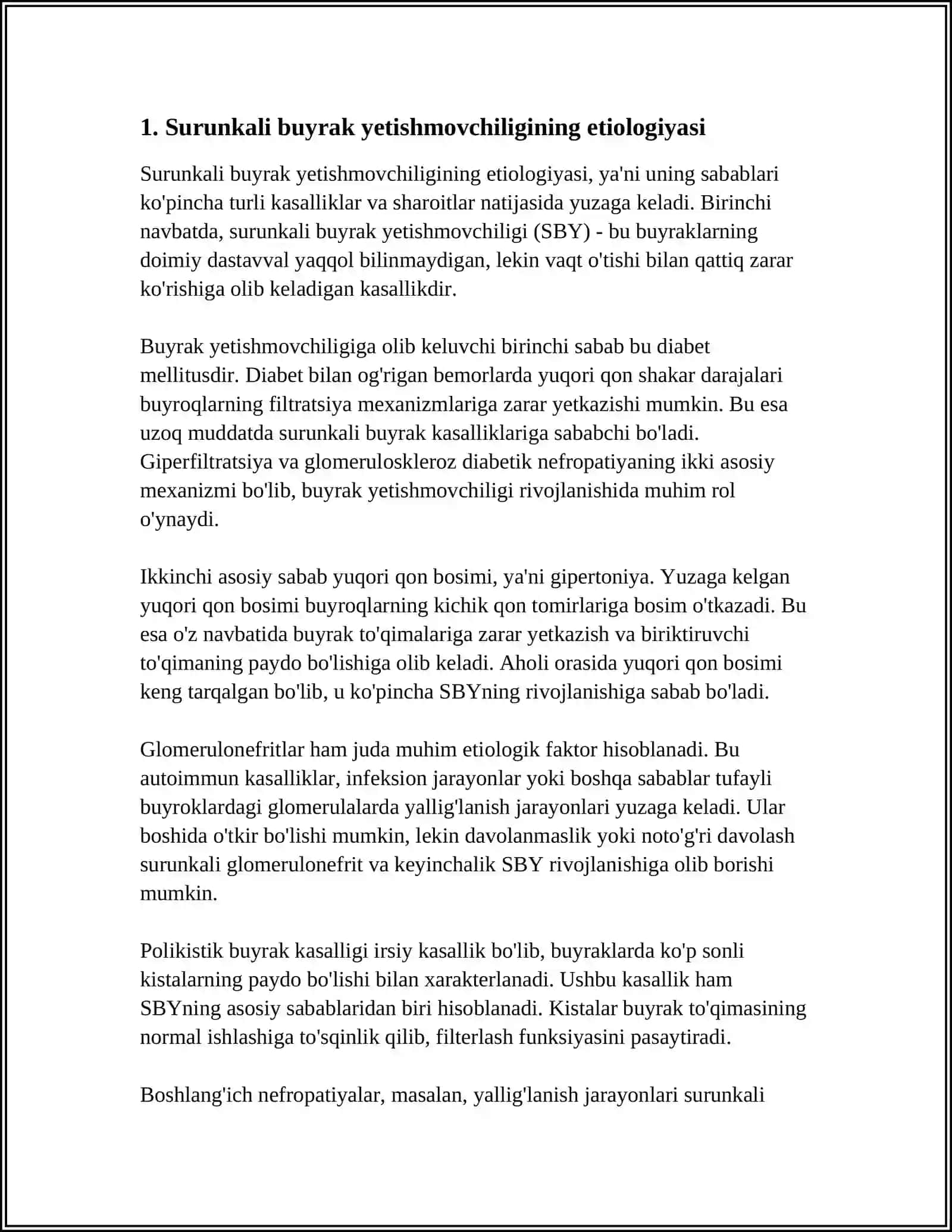 SURUNKALI BUYRAK YETISHMOVCHILIGI REFERAT 3