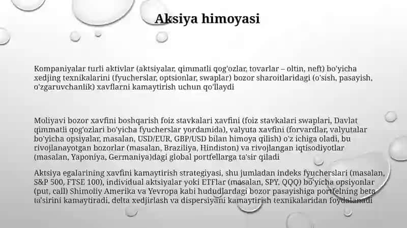 Hedjirlash va moliyaviy bozor risklarini boshqarish 3