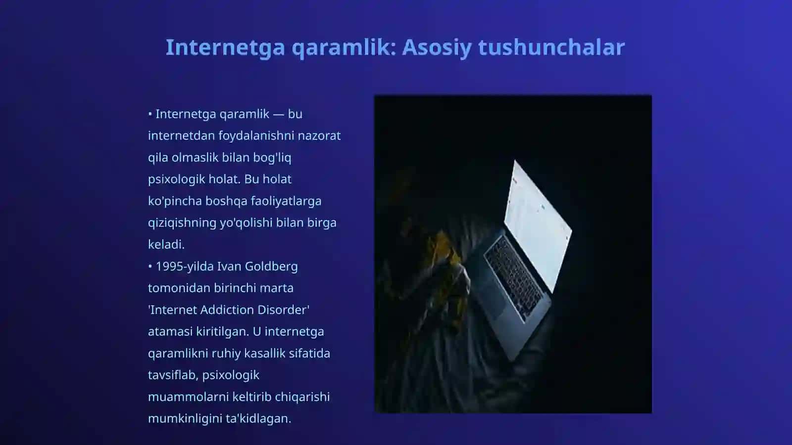 Internetga qaramlik. Fan nomi: Deviant xulq 3