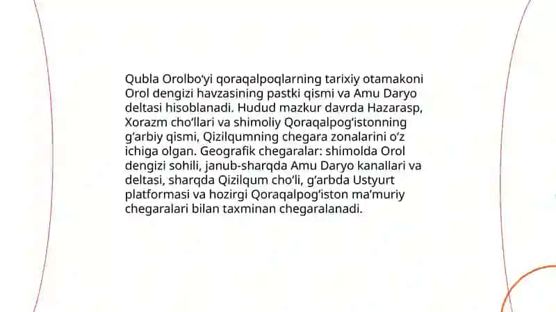 Qubla Orolboʻyi qoraqalpoqlarning tarixiy otamakoni 3
