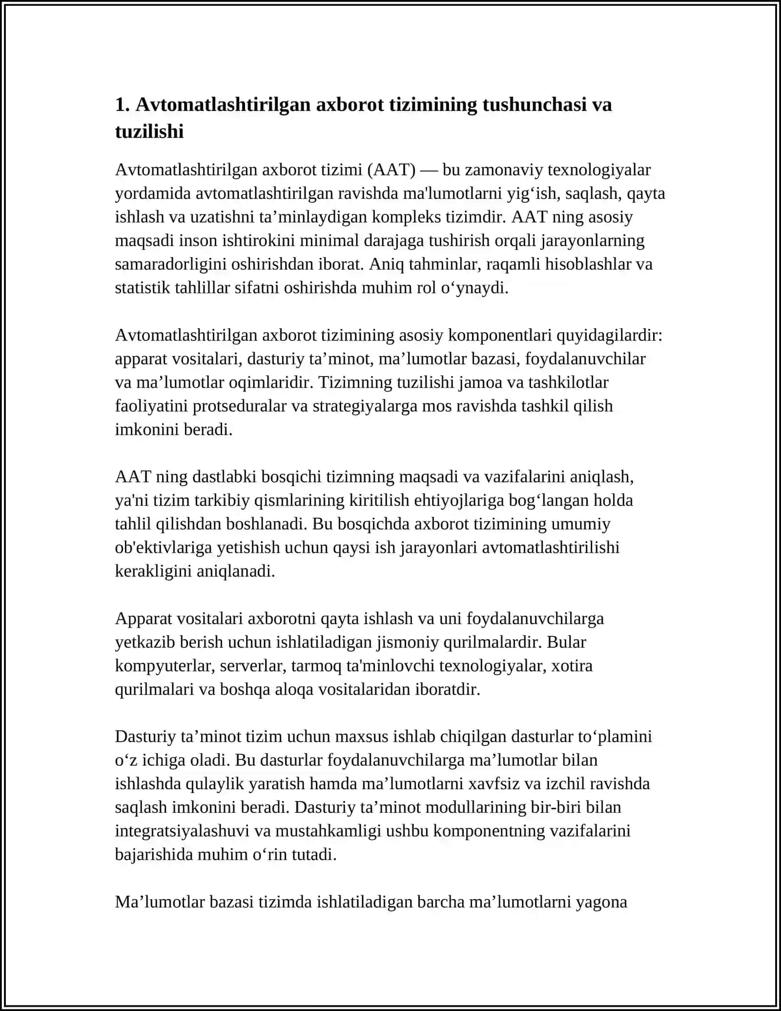AVTOMATLASHTIRILGAN AXBOROT TIZIMI 3
