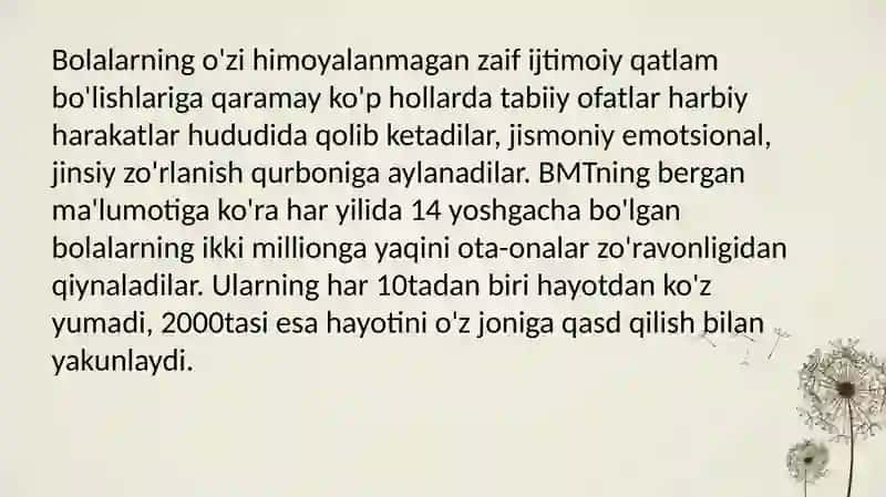 Bolalar zo'rlanishlari muammolari 3