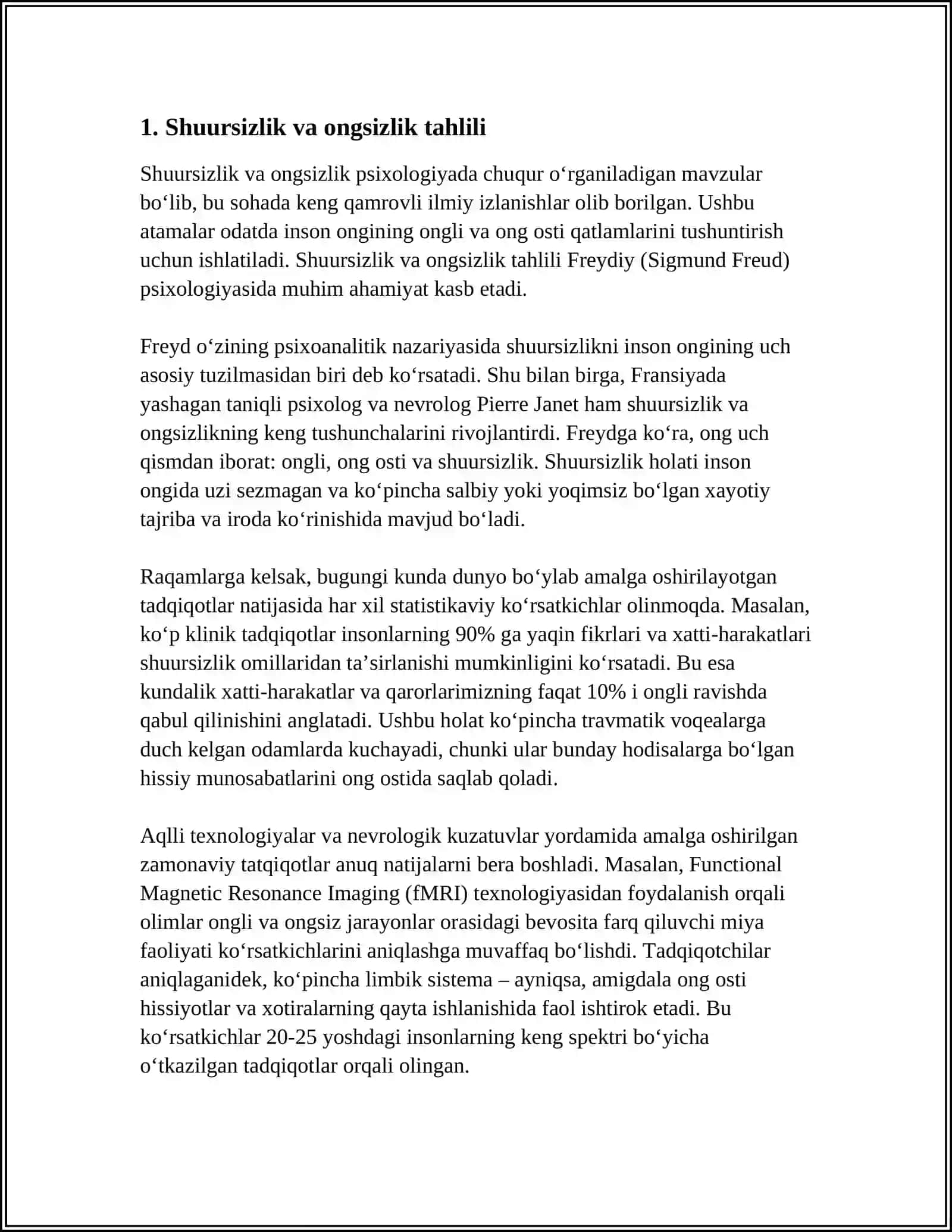 MUSTAQIL ISH Mavzu: INSON PSIXALOGIYASI 3