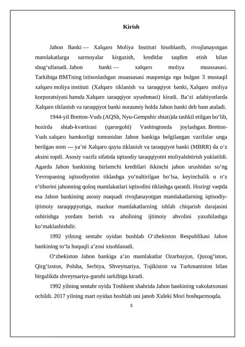 Jahon banki guruhi kredit faoliyati rivojlanishi 3