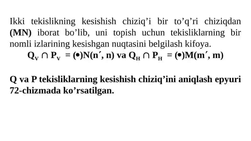 Ma’ruza Umumiy Vaziyatdagi Tekisliklarning O’zarokesishishi 3