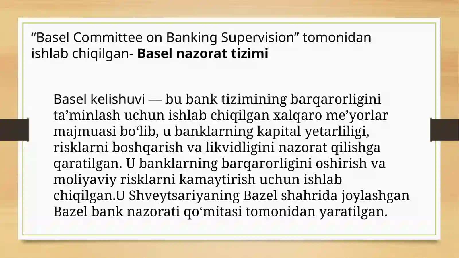 Basel kelishuvi va uning o'zbekistonda qo'llanishi 3