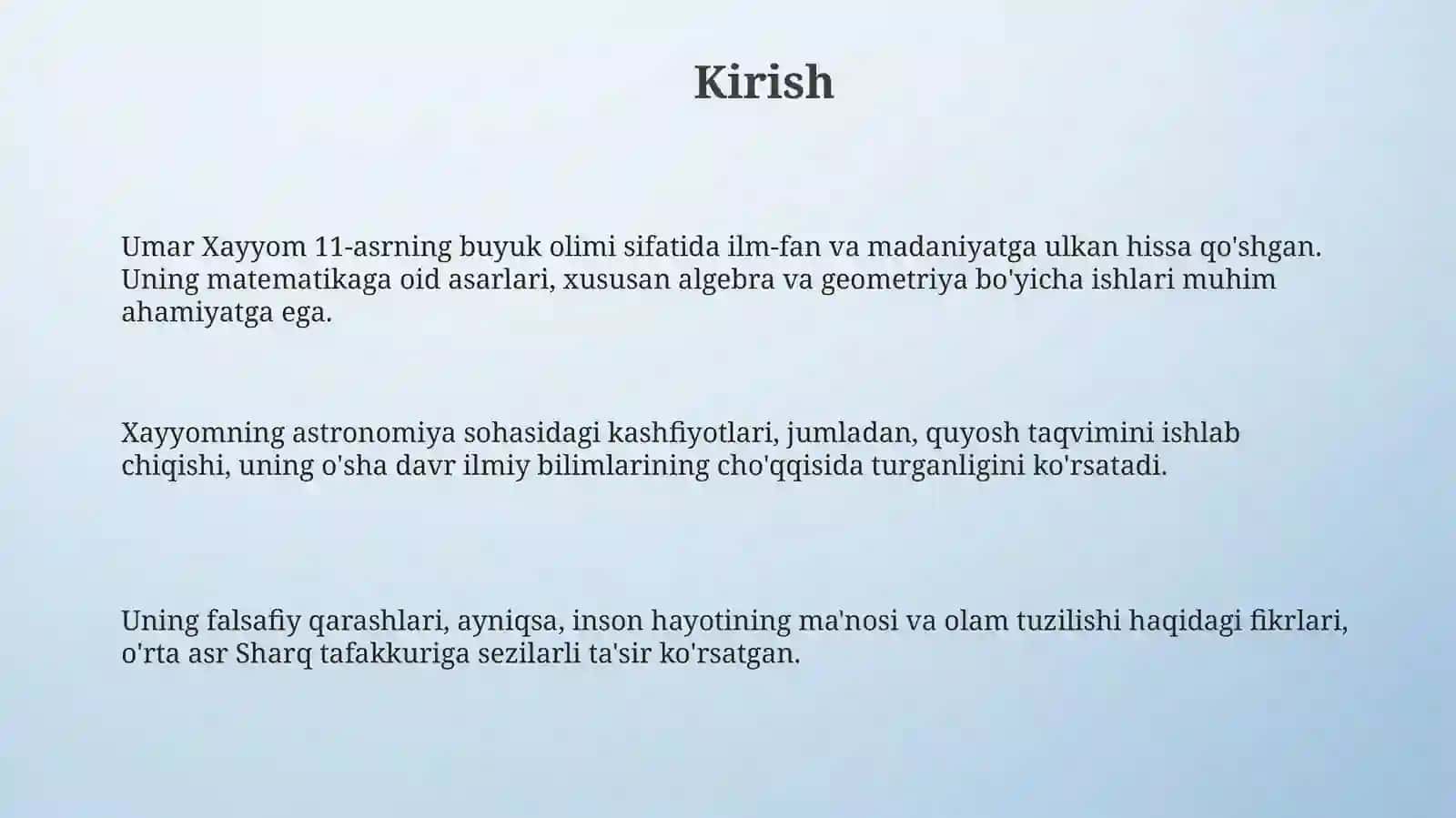Umar Xayyomning taʼlim sohasiga qõshgan hissasi 3