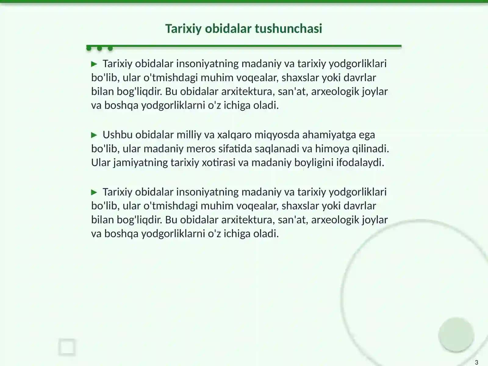 Tarixiy obidalarni saqlash va ulardan foydalanish 3