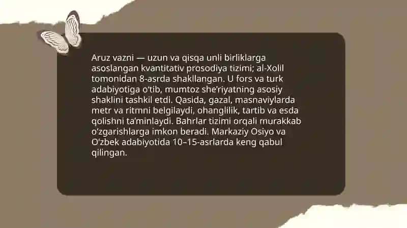 Mumtoz she'riyatda aruz vazni 3