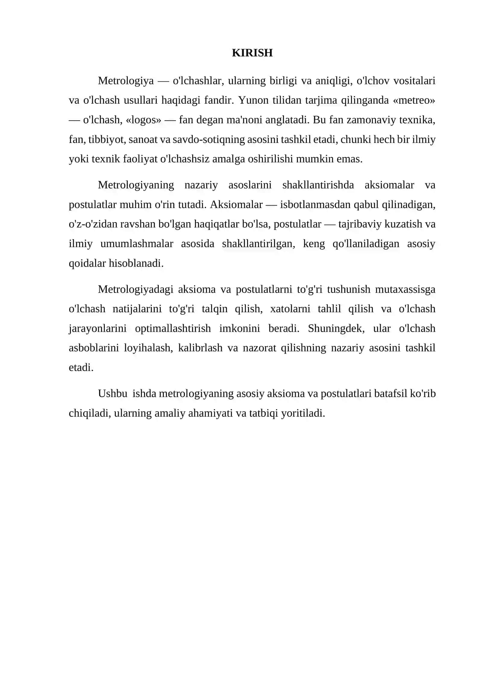 Metrologiyadagi asosiy aksioma va postulatlari 3