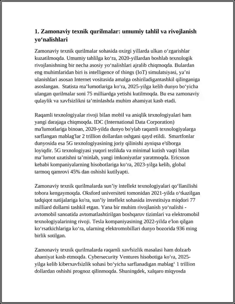 ZAMONAVIY TEXNIK QURILMALAR TAHLILI: KELAJAK SARI QADAM 3