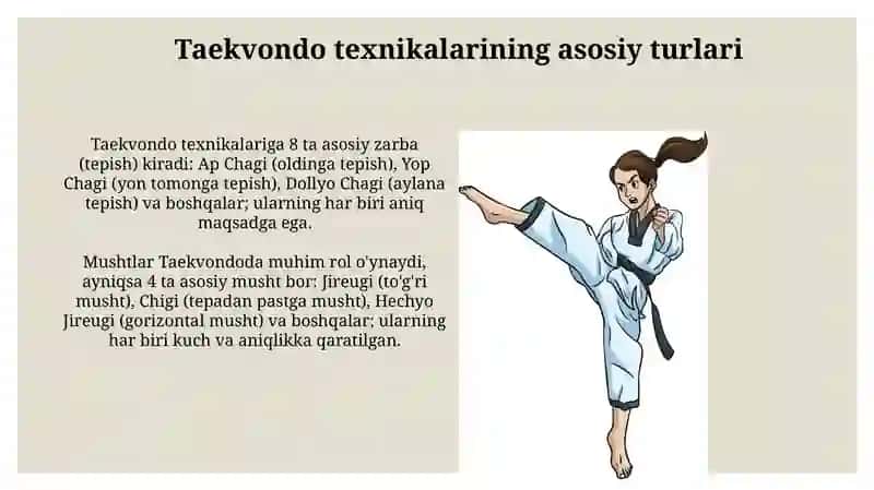 Taekvondo texnik usullarining qo'llanilishi 3