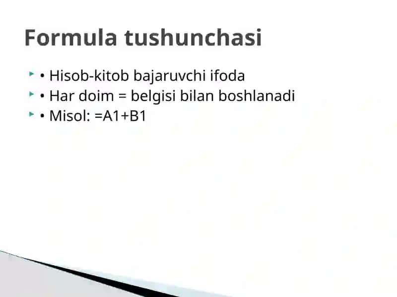 Formula va funksiyalarni yaratish 3