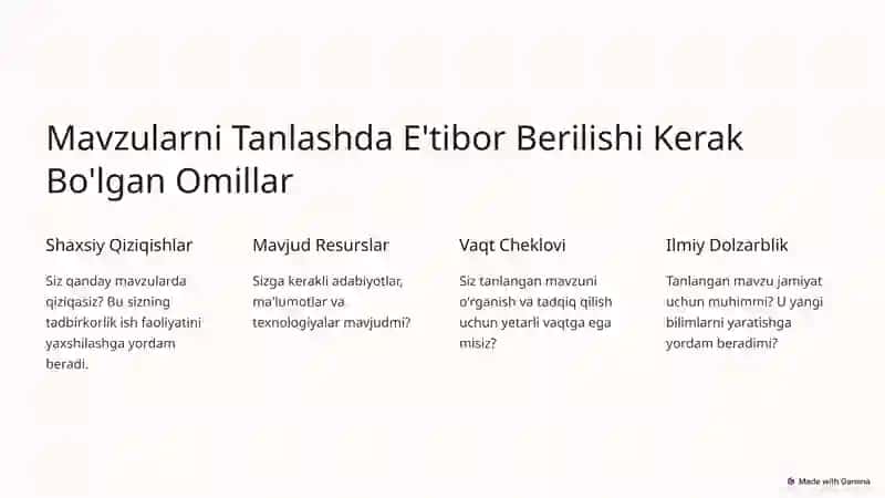 Mustaqil Ish uchun Mavzularni Tanlash 3