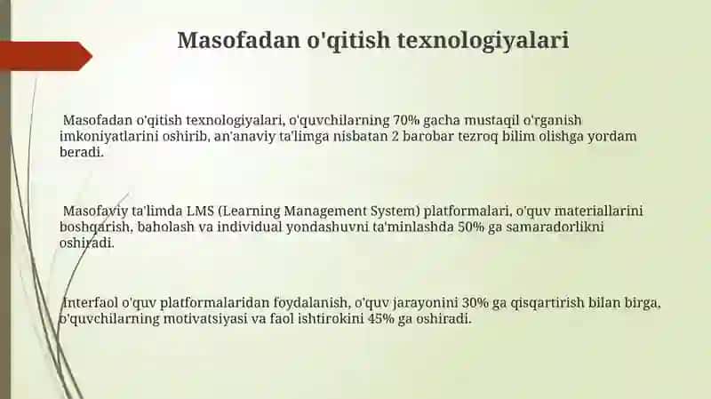 Masofadan o'qitish texnologiyalari 3