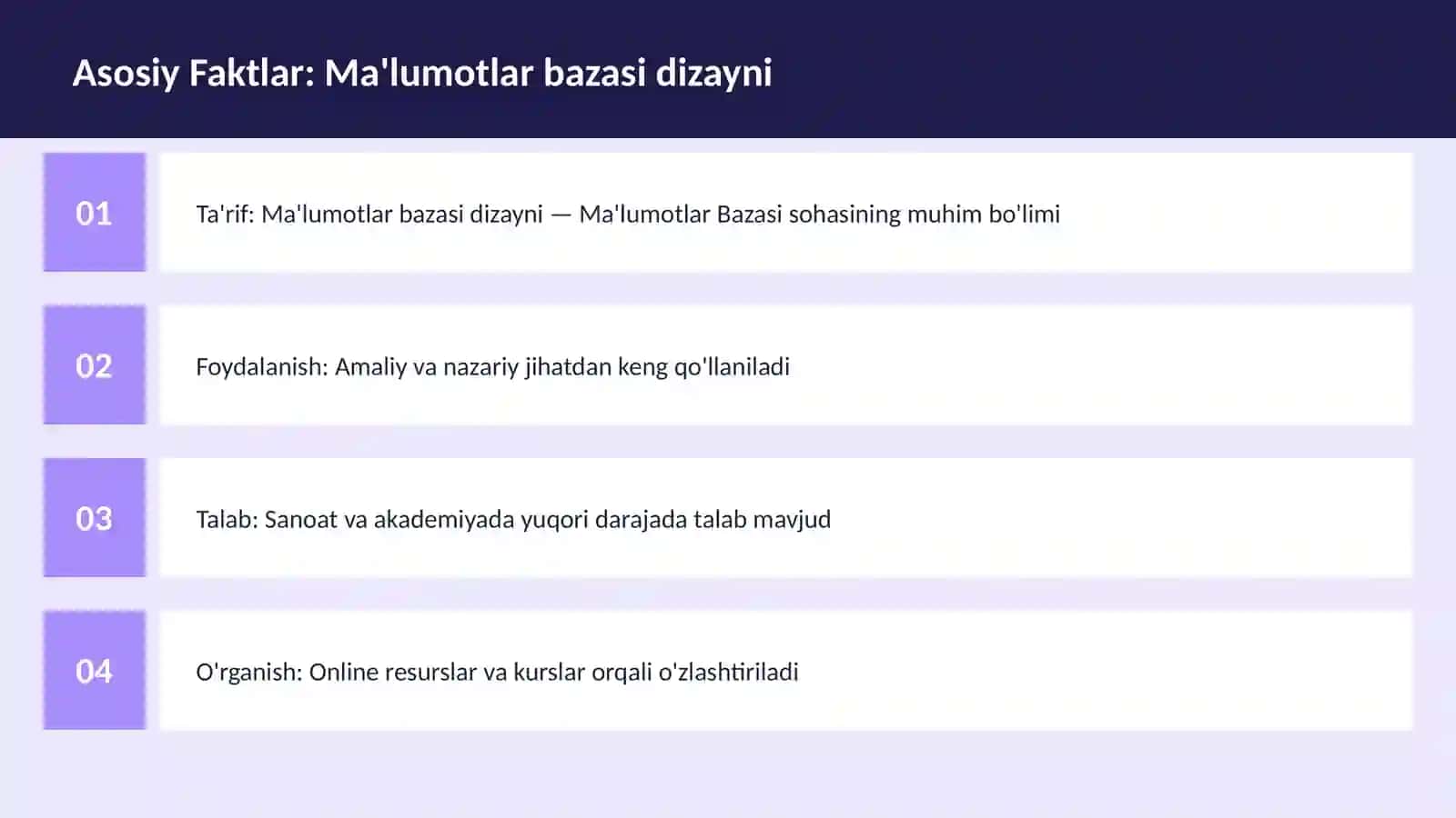 Ma'lumotlar bazasi dizayni 3