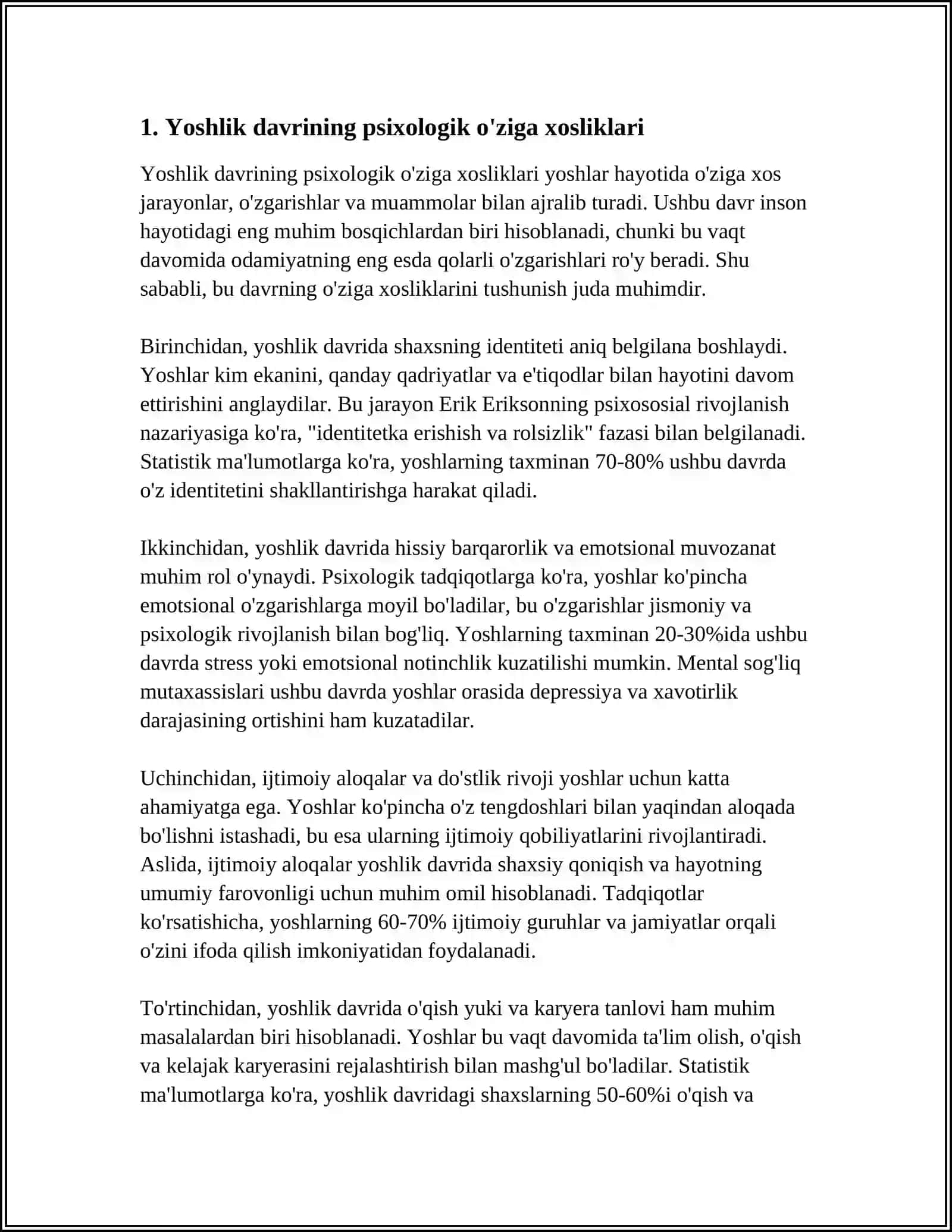 Yoshlik Davrining Psixologik Xususiyatlari 3