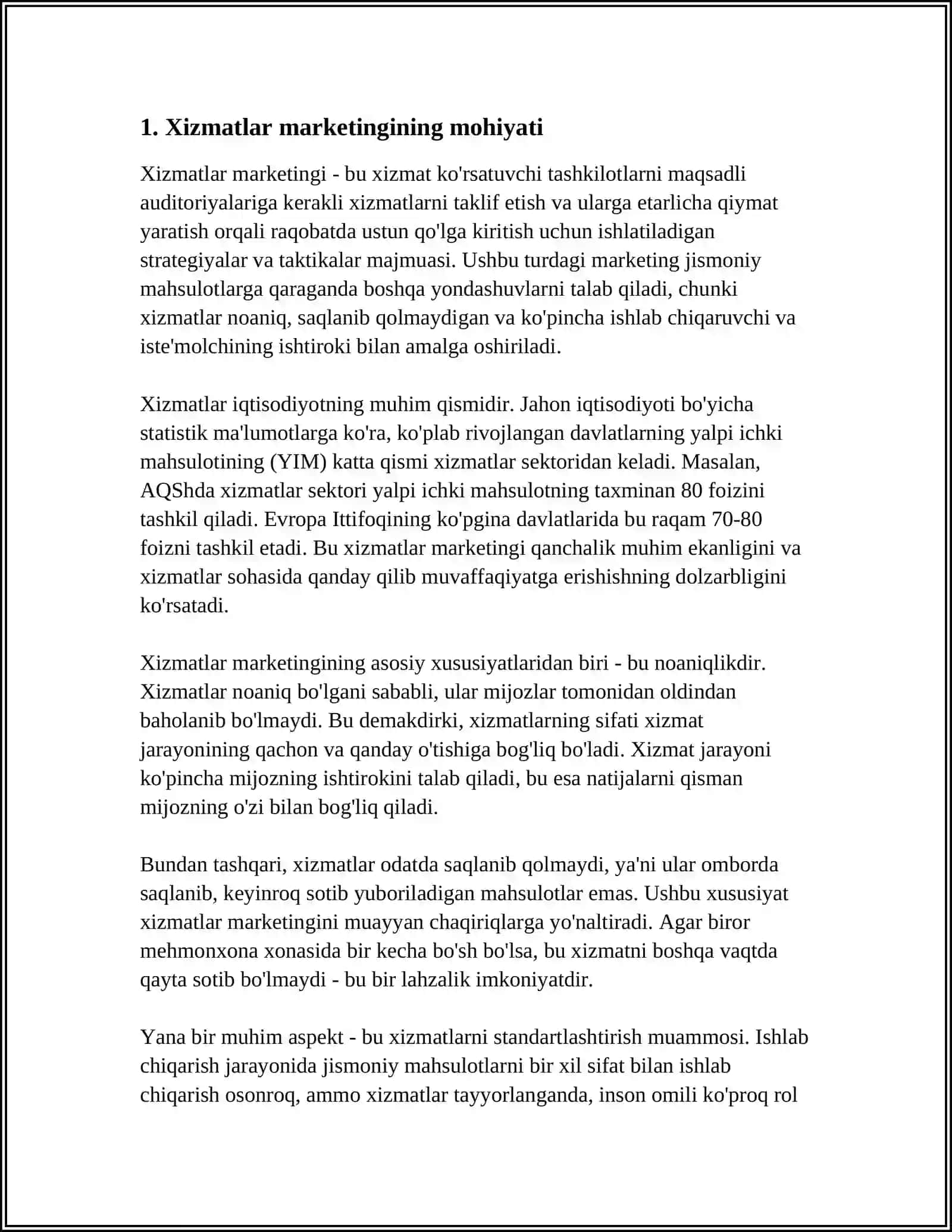 XIZMATLAR MARKETINGI VA ULARNING XUSUSIYATLARI 3