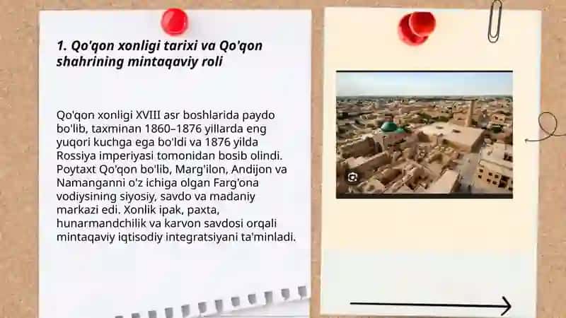 Qo'qon xonligi tarixi va Qo'qon shahrining mintaqaviy roli 3