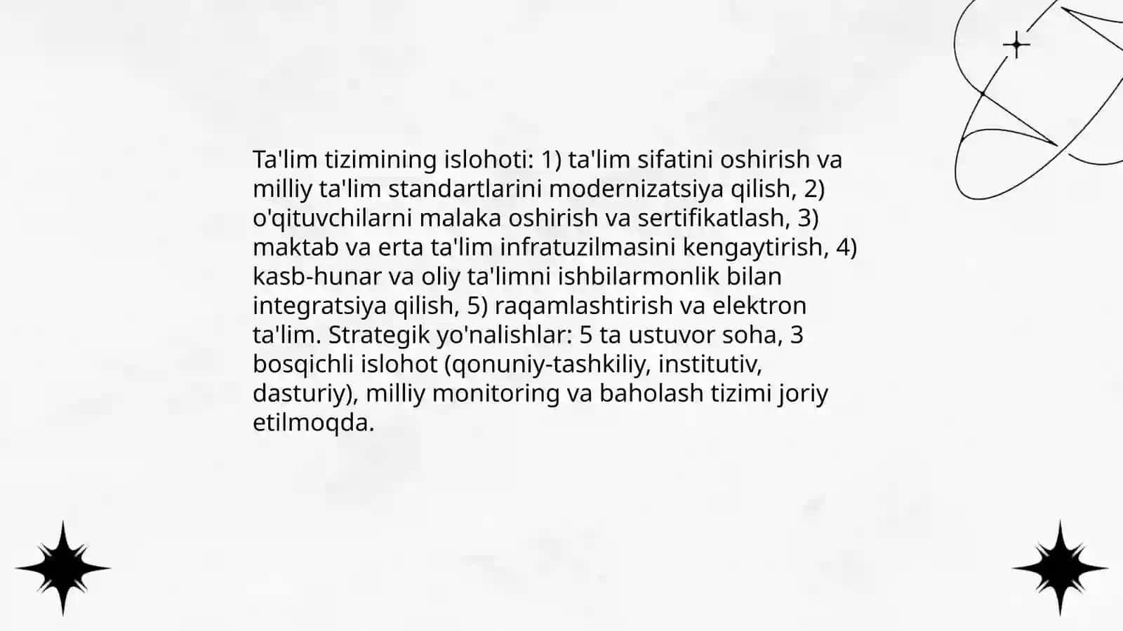 Oʻzbekiston Respublikasida taʼlim sohasida amalga oshirilgan islohotlar 3