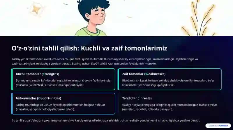 Kasbga doir shaxsiy reja tuzish: Qiziqish va moyilliklarni aniqlash 3