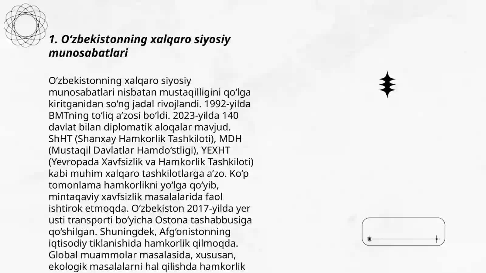 O‘zbekistonning xalqaro siyosiy munosabatlari 3