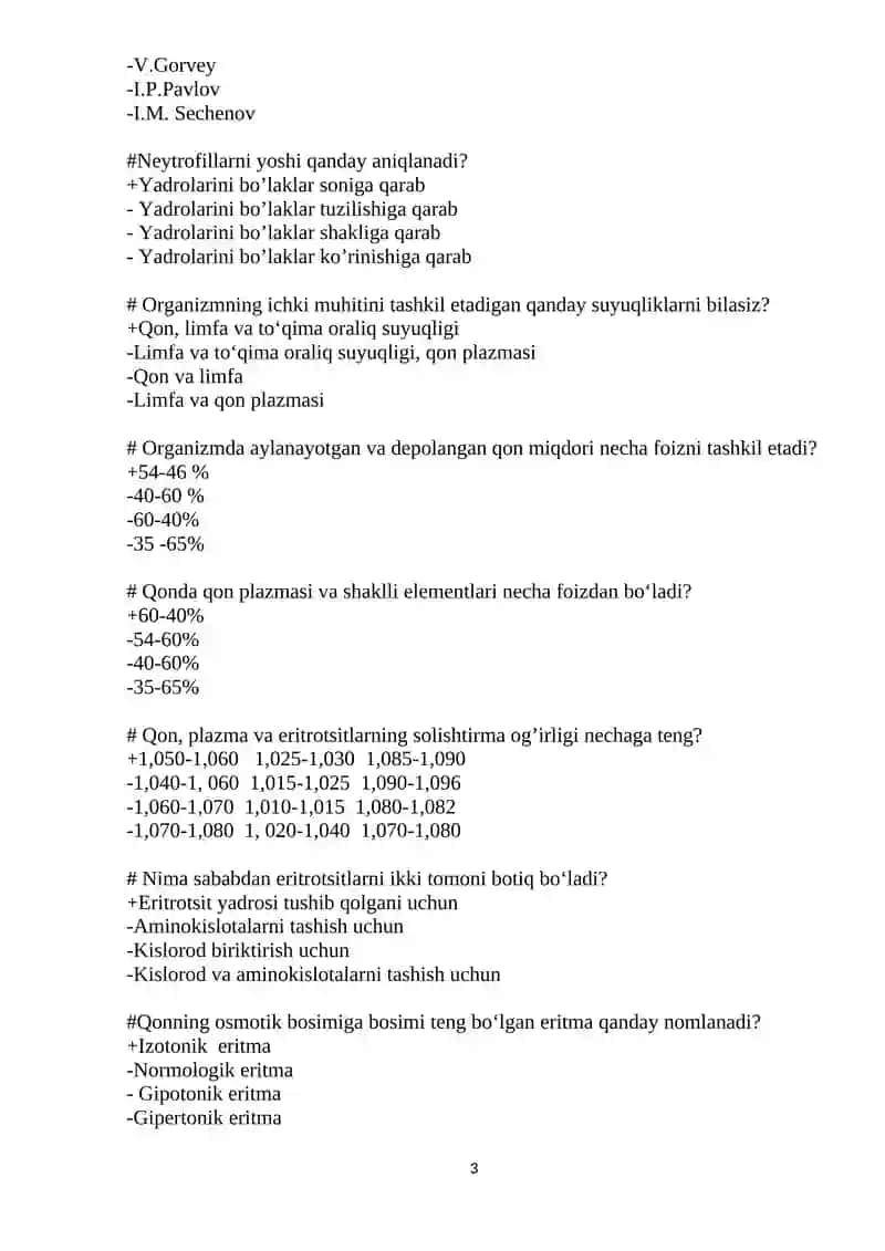 Hayvonlar Fiziologiyasi 3