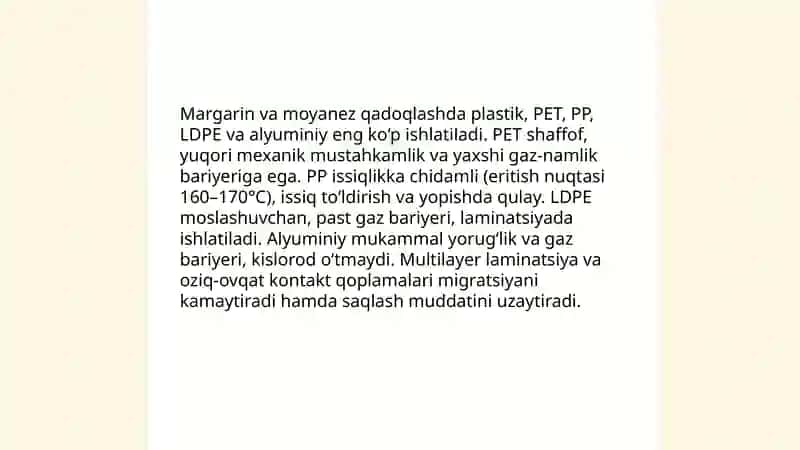 Margarin va moyanez mahsulotlarini qadoqlash 3