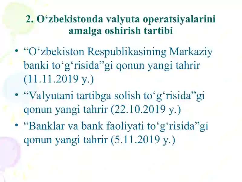 Oʻzbekiston Respublikasi valyuta tizimi 3