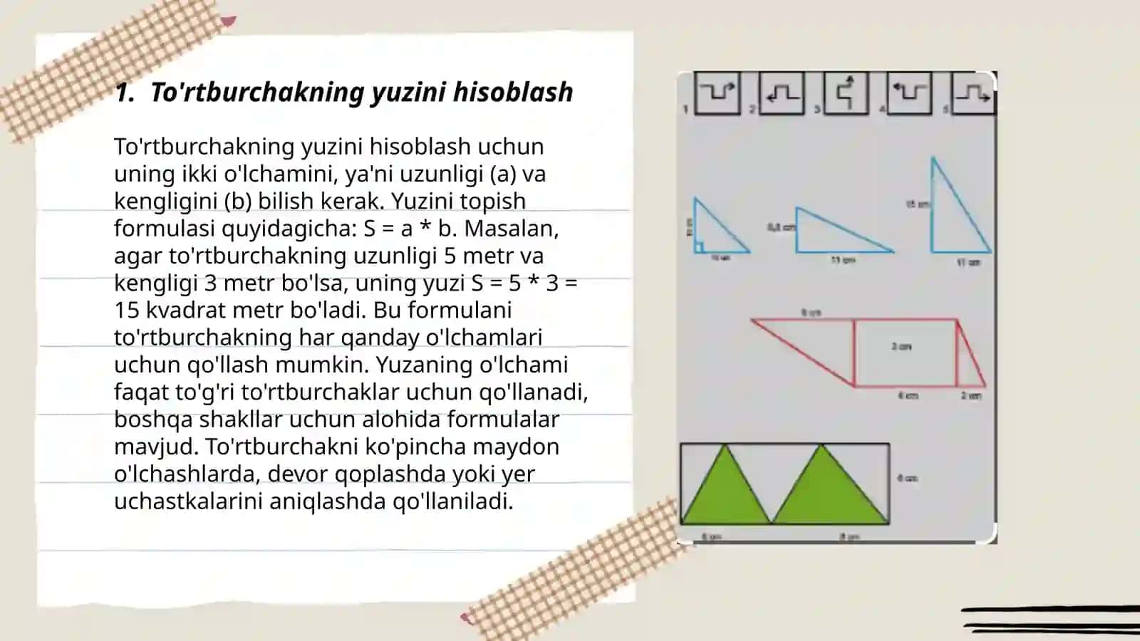 To'rtburchakning yuzini hisoblash 3