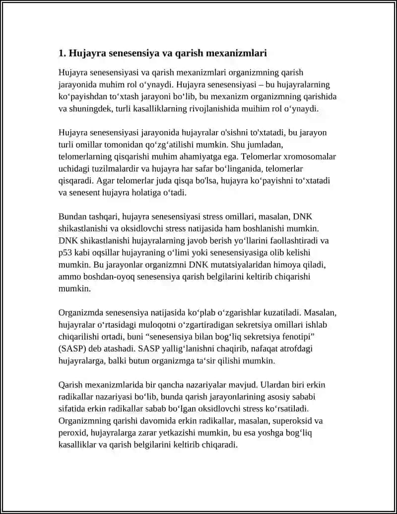 Qarilikning biologik jabhalari 3