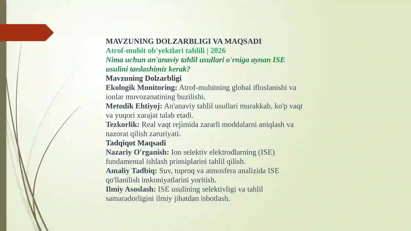 Ion  selektiv elektrodlarining atrof-muhit ob'yektari analizida qo'llanilishi 3
