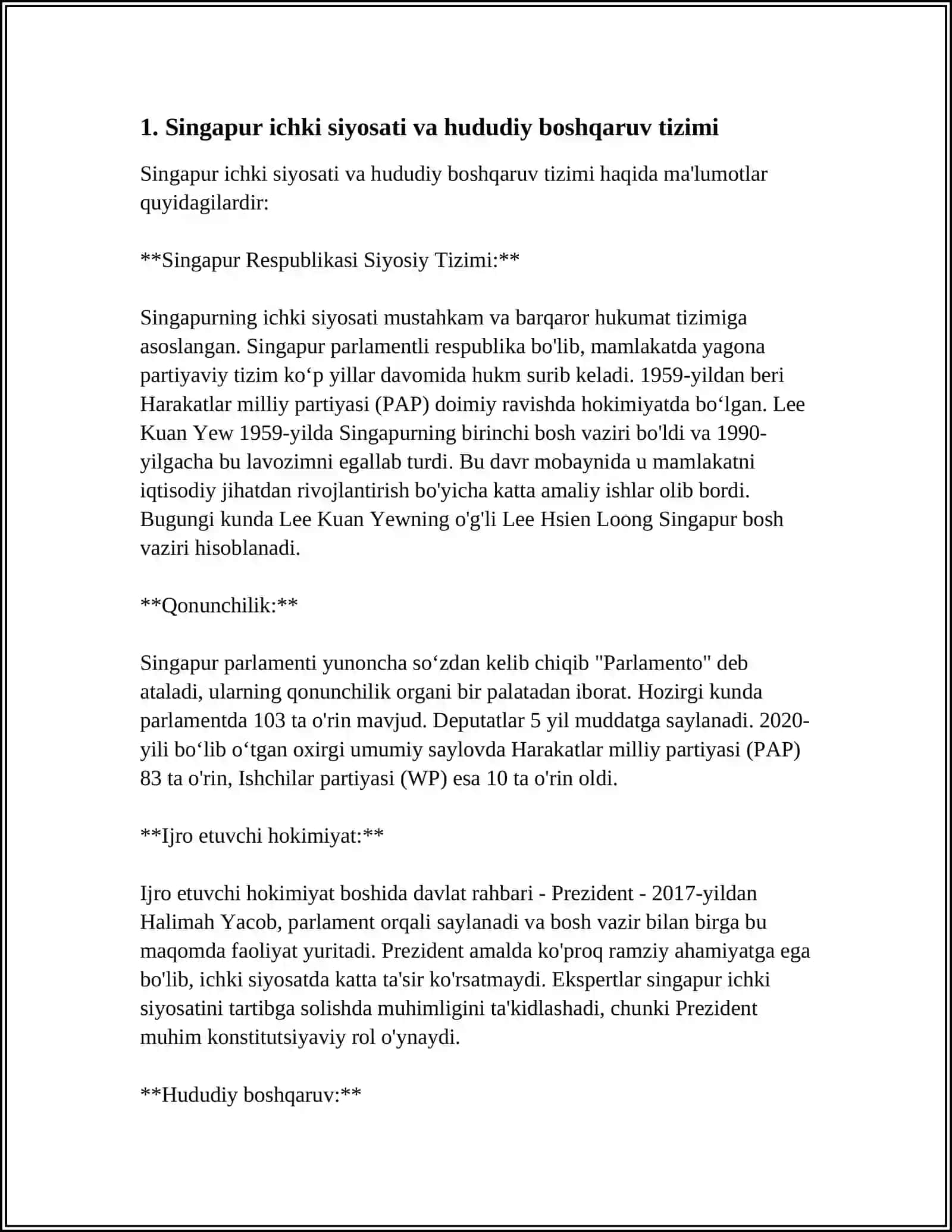 SINGAPUR DAVLATI SIYOSATI 3