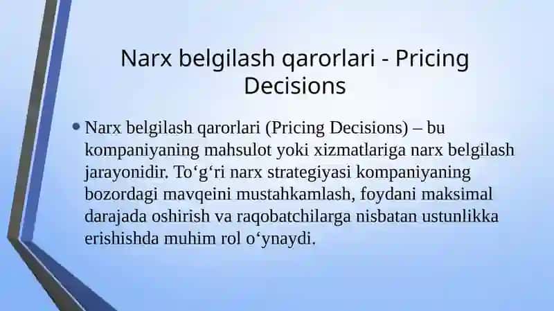 Narxlar bo‘yicha qarorlar 3