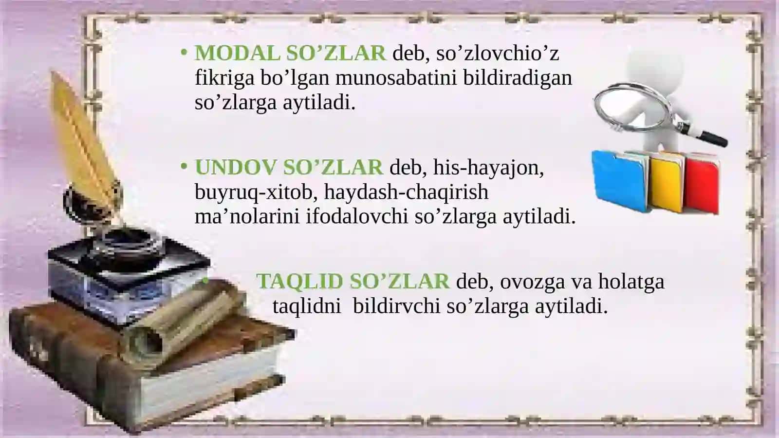 Alohida olingan so‘z turkumlari 3