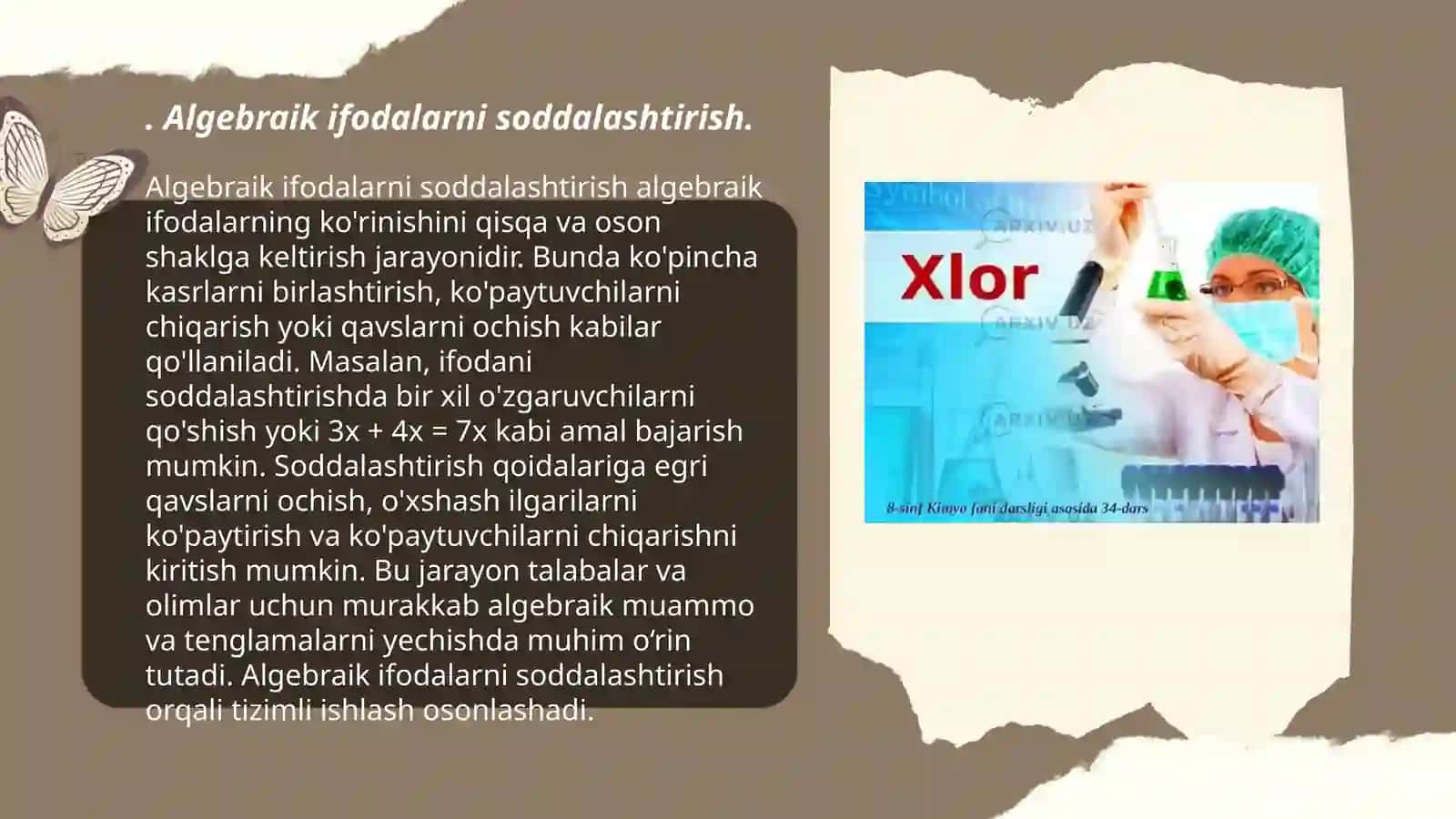 Algebraik ifodalarni soddalashtirish 3
